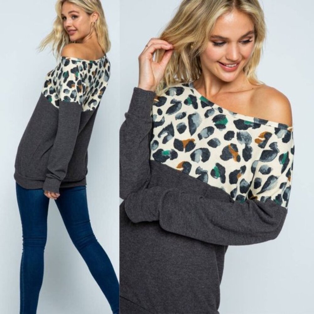 Clear Out‼️ Animal Print and Gray Sweater